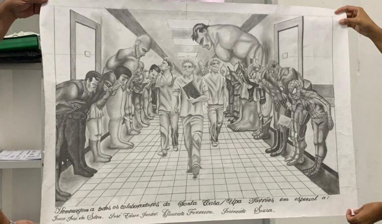 Colaborador da Santa Casa Recife homenageia profissionais de saúde com desenho especial