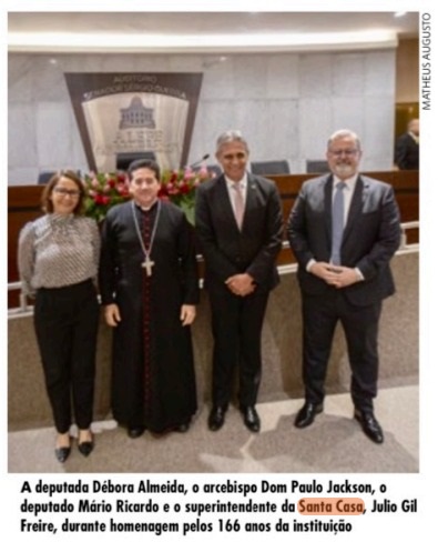 Em comemoração aos 165 da Santa Casa, instituição recebe homenagem na Alepe