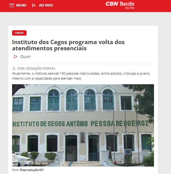Instituto dos Cegos programa volta dos atendimentos presenciais