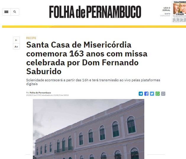 Santa Casa de Misericórdia comemora 163 anos com missa celebrada por Dom Fernando Saburido